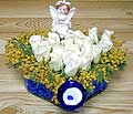 9 adet beyaz gül oyuncak  İsparta internetten çiçek siparişi 