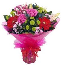 Karışık mevsim çiçekleri demeti  İsparta online çiçek gönderme sipariş 