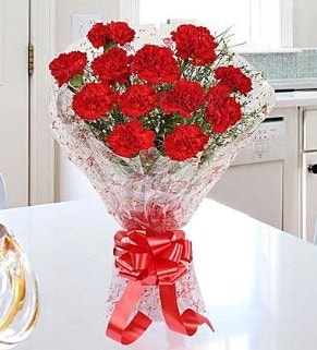 12 adet kırmızı karanfil buketi  İsparta İnternetten çiçek siparişi 