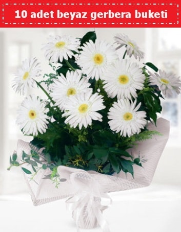 10 Adet beyaz gerbera buketi  İsparta çiçek , çiçekçi , çiçekçilik 